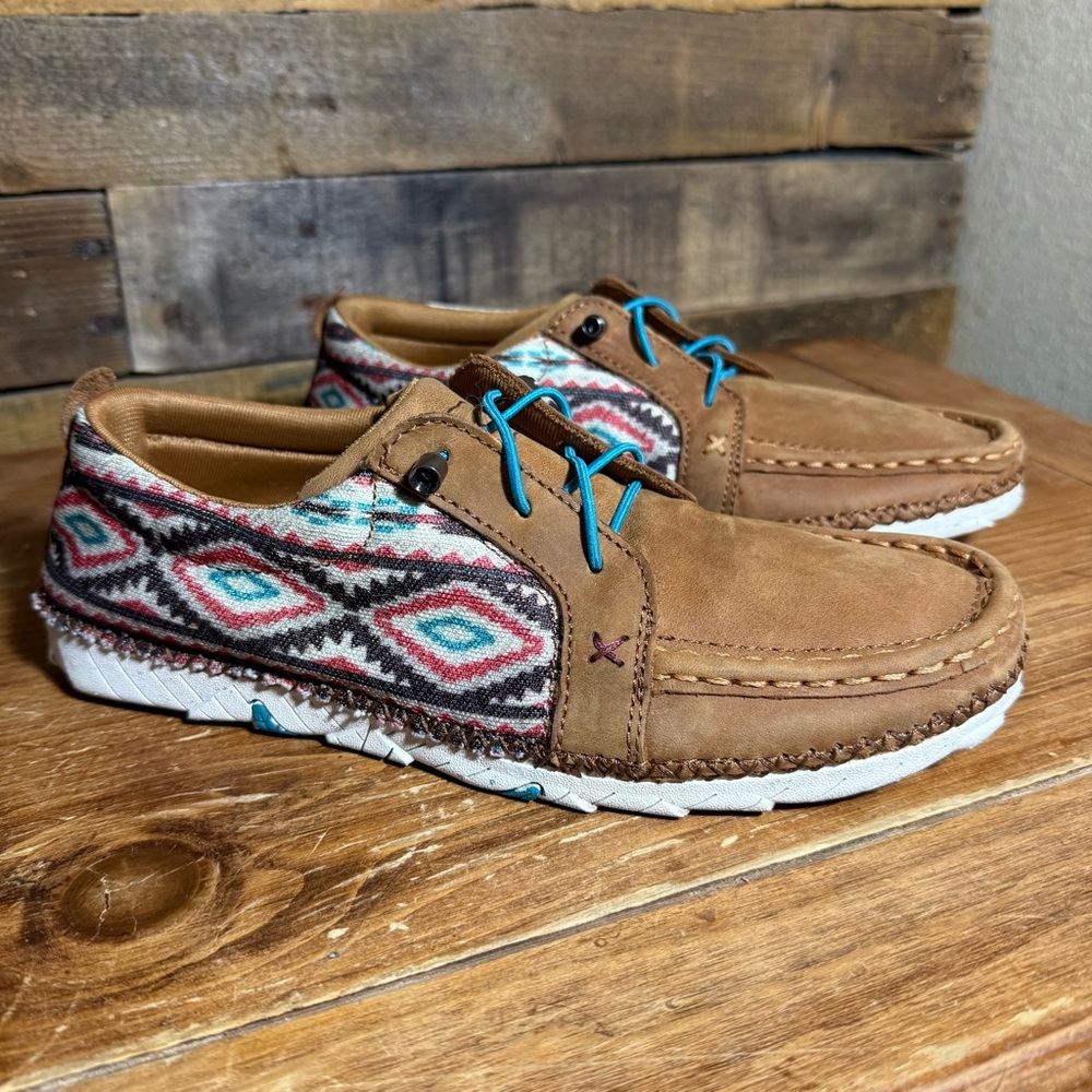 Twisted X Womens Zero X Flats Shoes WZX0006 Ikat Print Leather Brown Size 9M